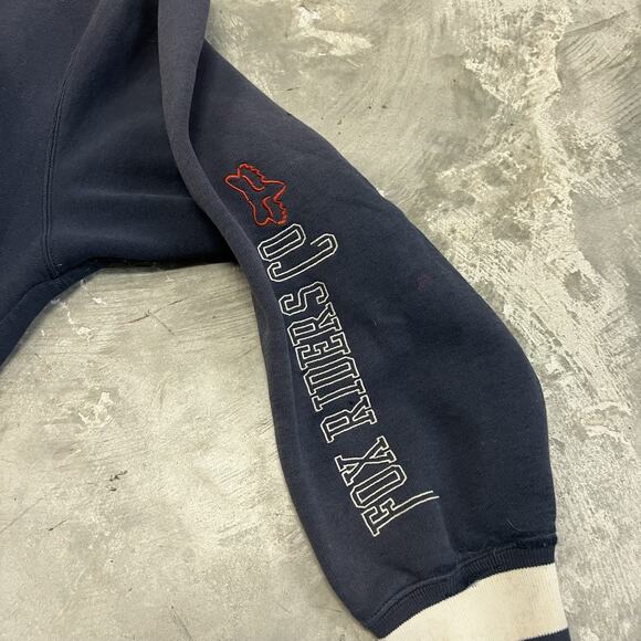 VTG Y2K FOX RACING Hoodie Mens Size XL Sweatshirt Distressed BMX Skater Blue - Picture 4 of 12